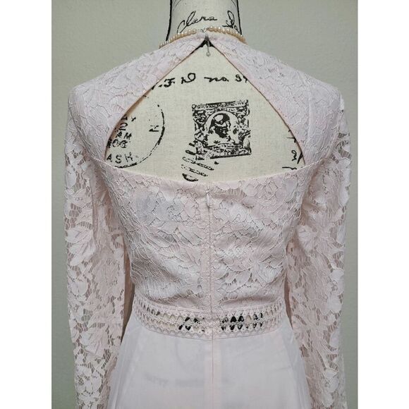 Pink Blush Lace Cocktail A-Line Long Sleeve Elegant Romantic Classy Dress XXL NW - Picture 12 of 16